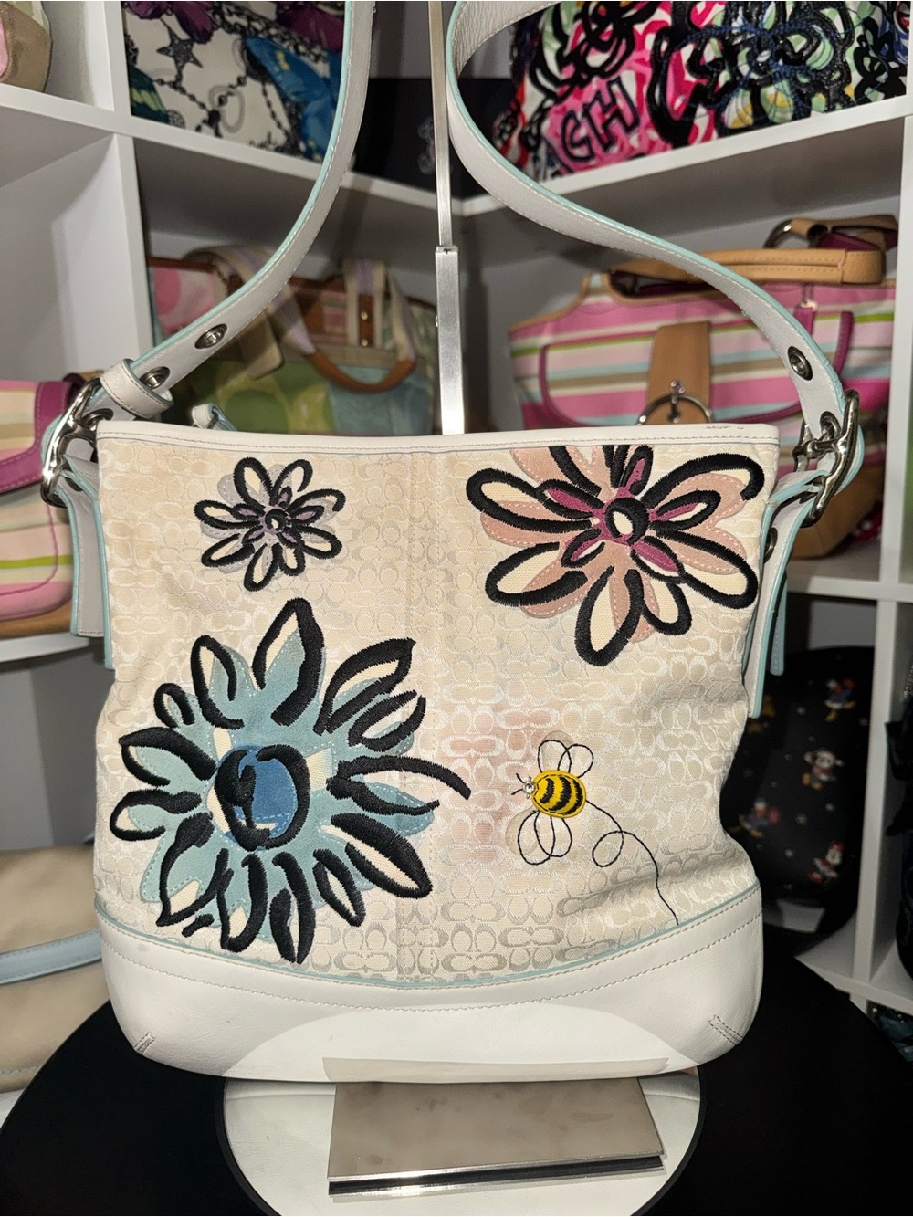 Coach Vintage Floral Embroidered Crossbody Bag